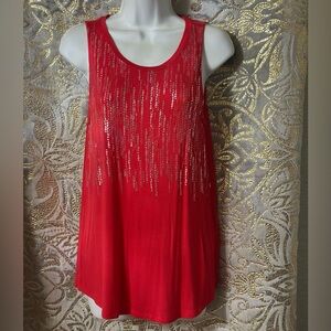 🥗 Apt. 9 Coral Beaded Tank XS | Jeweled Salmon Summer Top 🥗
